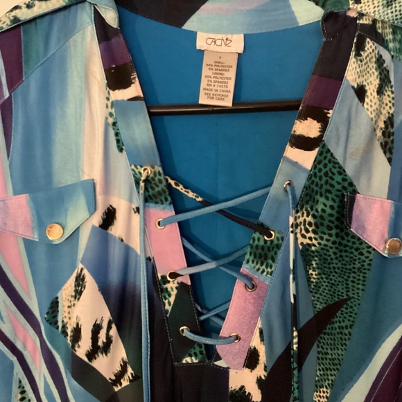 V-Neck, Capped Sleeve, Organic Colored Dress - Picture 2 of 4